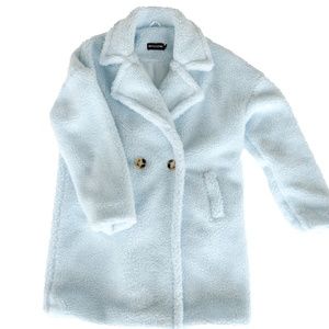 PrettyLittleThing Baby Blue Sherpa Coat